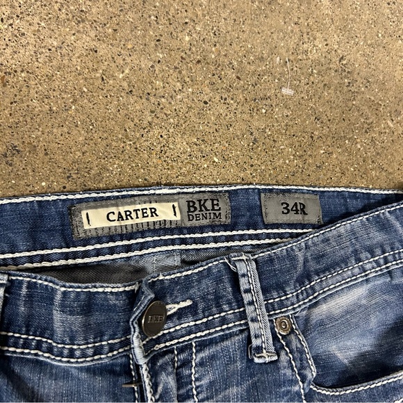 Bke Jeans Men 34x32 Blue Carter Denim Distressed Western Workwear Casual Outdoor - Picture 5 of 11